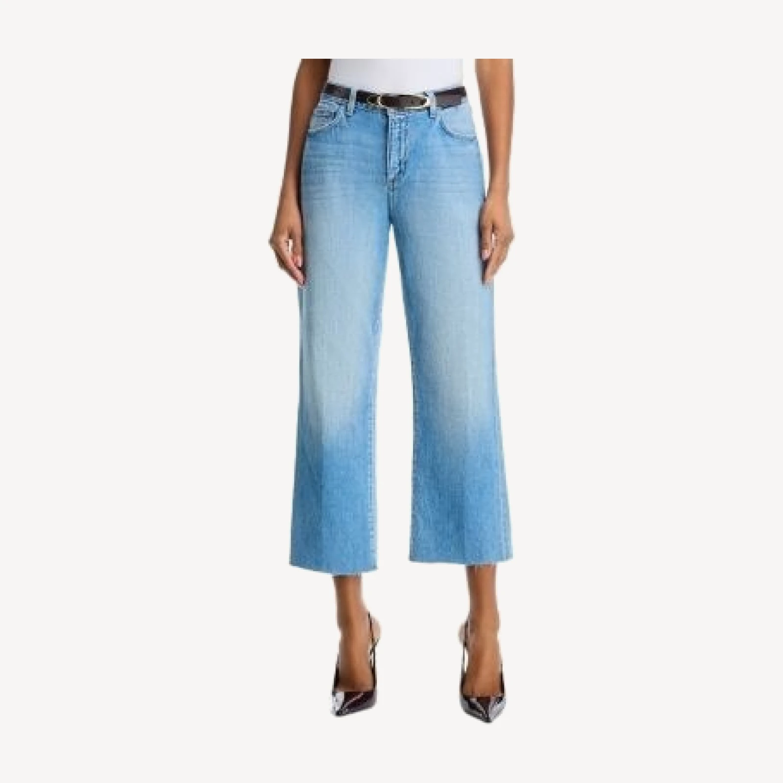 L'Agence Wanda Mid Rise Cropped Wide Leg Jeans in Anaheim