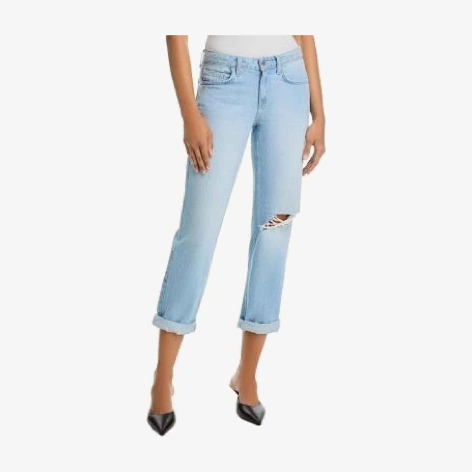 L'Agence Nevia Low Rise Slouch Straight Jeans in Brea Destruct