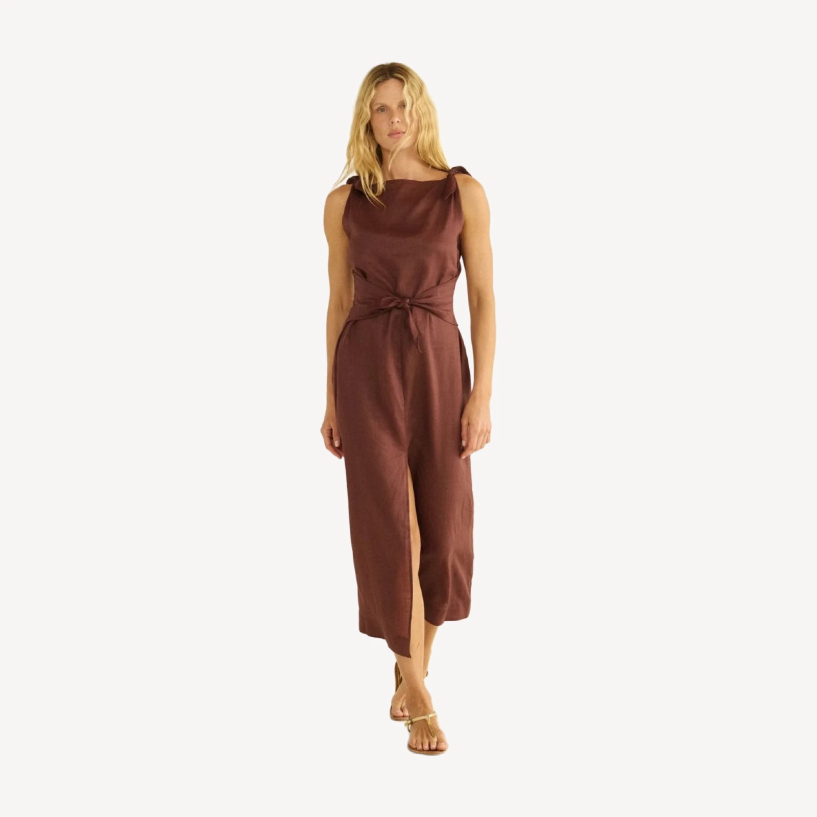 AMORETTE RAMIE DRESS -- ANTIQUE MAHOGANY