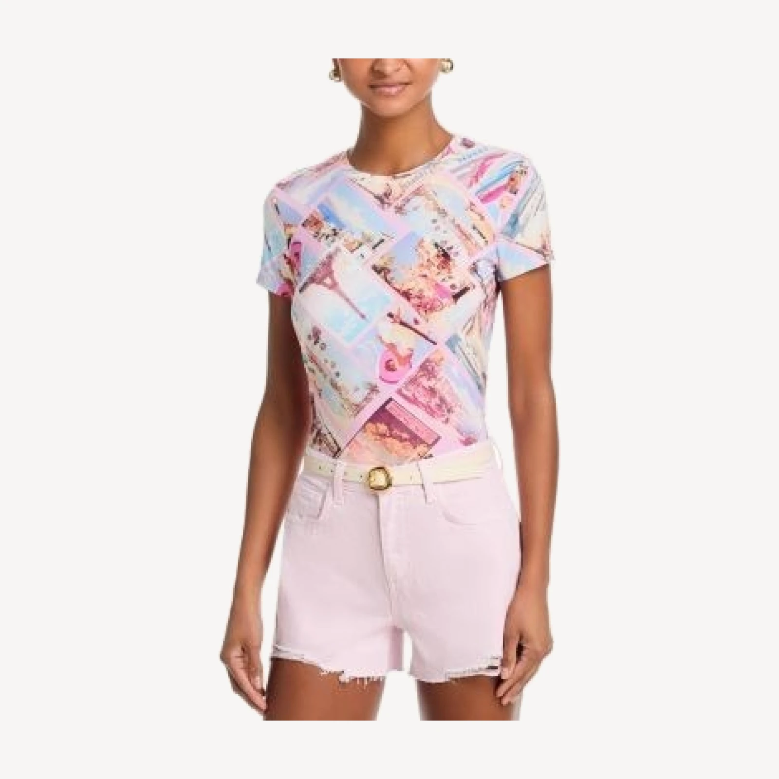 L'Agence Ressi Crewneck Postcard Print Tee