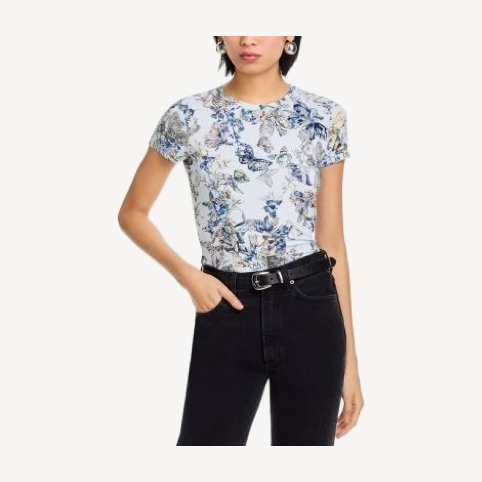 L'Agence Ressi Watercolor Butterfly Short Sleeve Tee