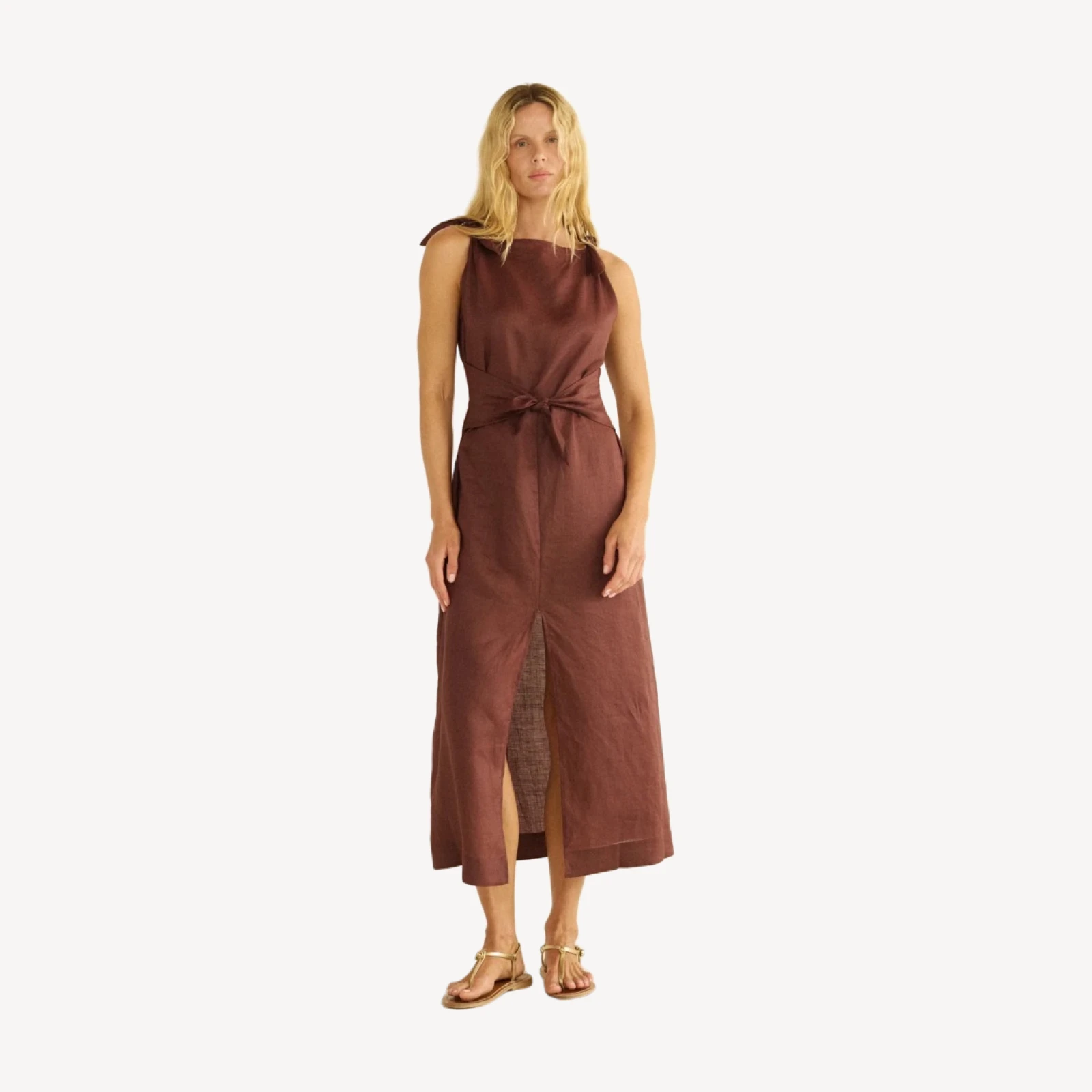 AMORETTE RAMIE DRESS -- ANTIQUE MAHOGANY