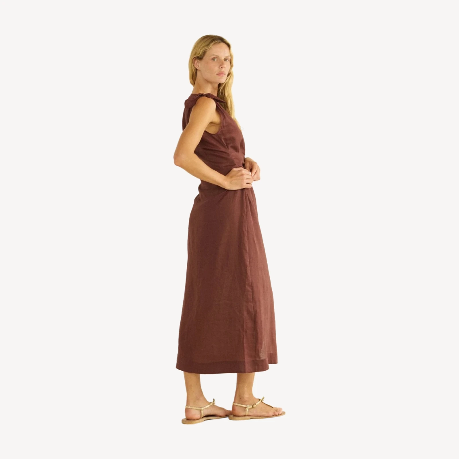 AMORETTE RAMIE DRESS -- ANTIQUE MAHOGANY