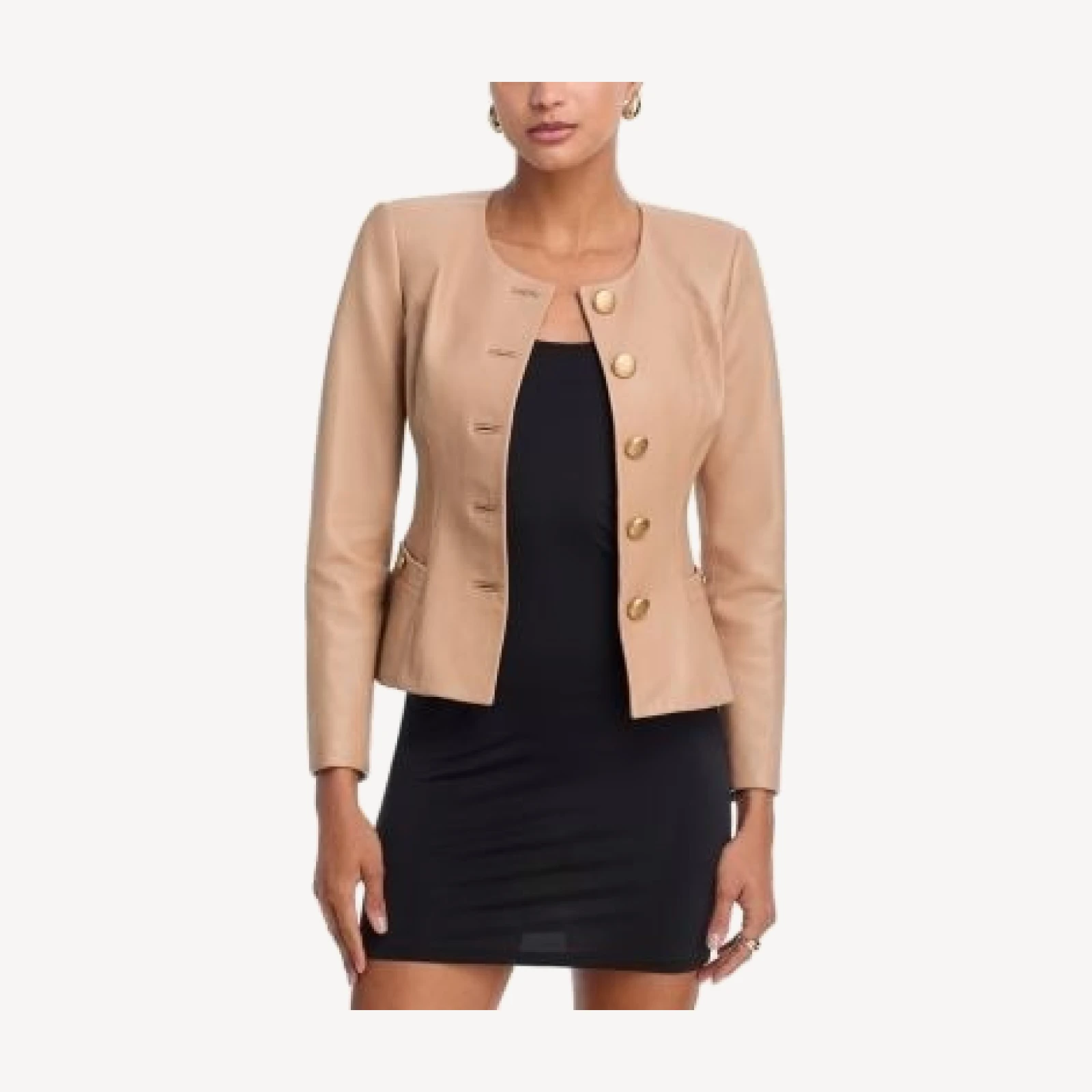 L'Agence Mariella Collarless Leather Blazer