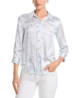 L'Agence Dani Button Front Silk Blouse