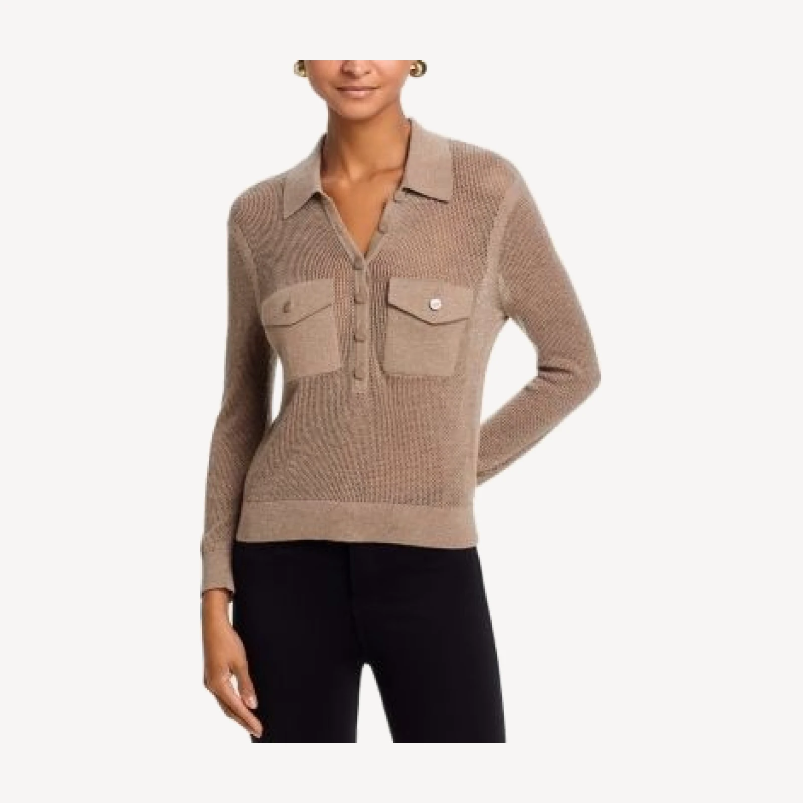 L'Agence Carine Pointelle Collared Sweater