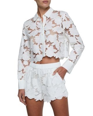 L'Agence Seychelle Cropped Button Down Blouse