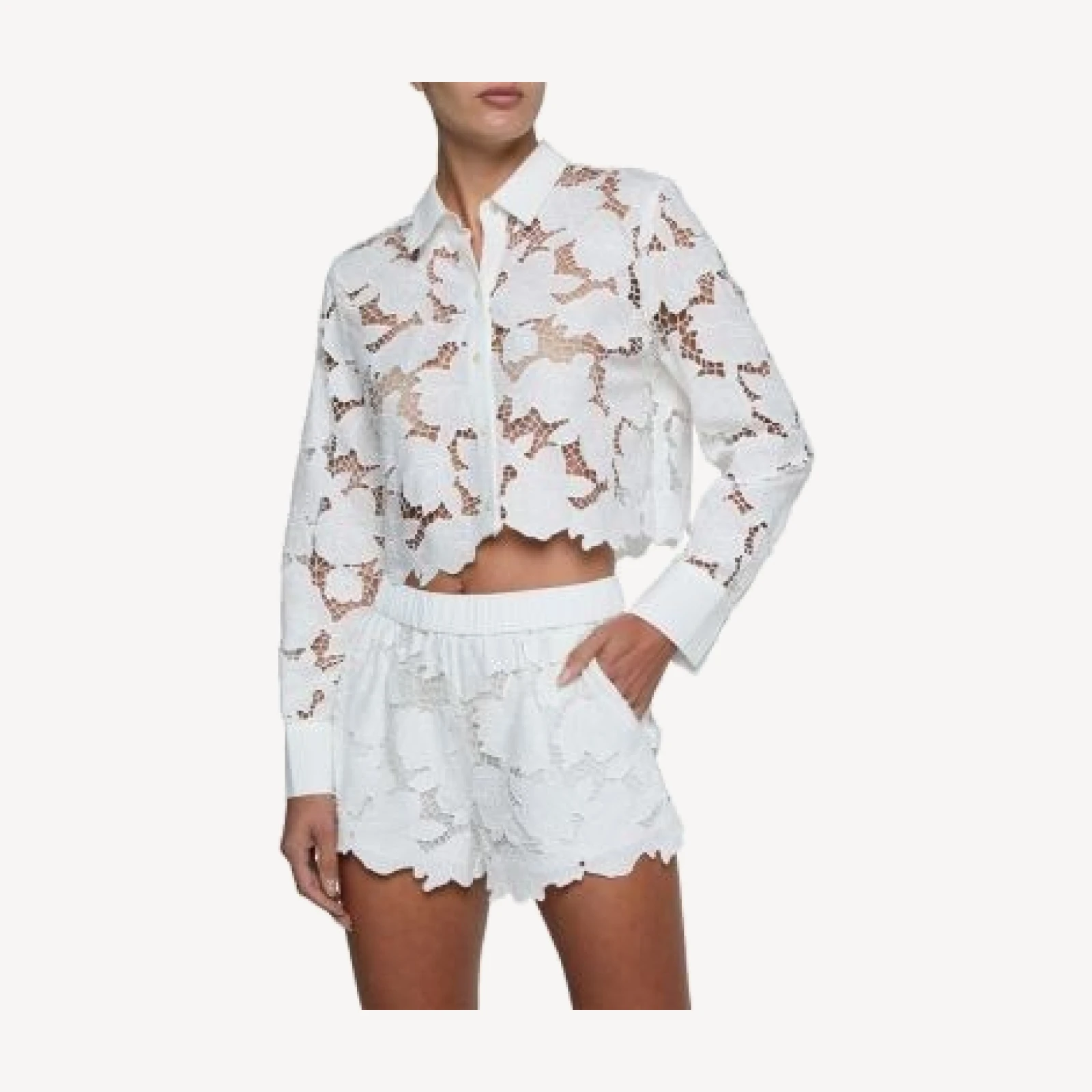 L'Agence Seychelle Cropped Button Down Blouse