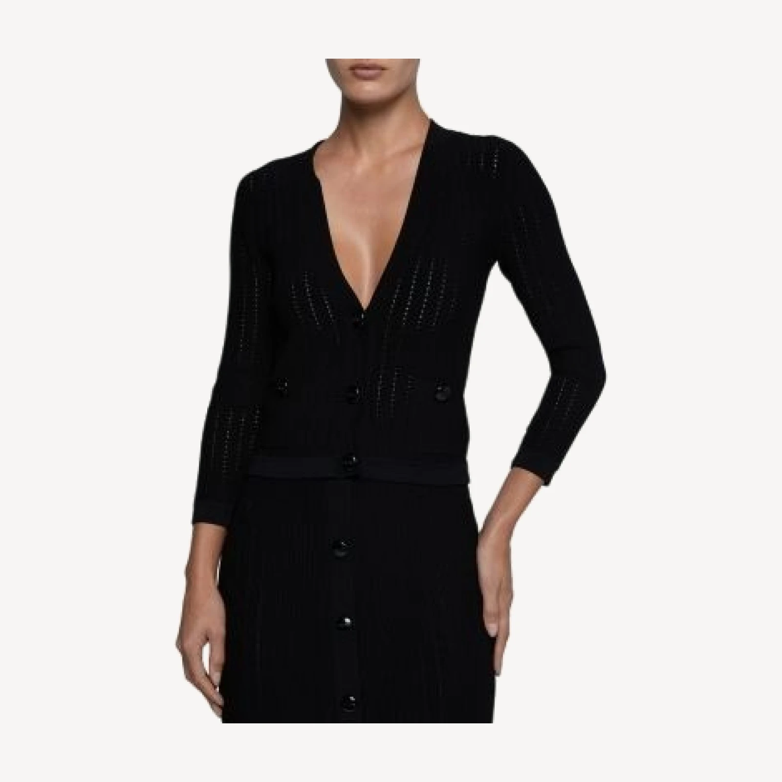 L'Agence Irvin Pointelle Cropped Cardigan
