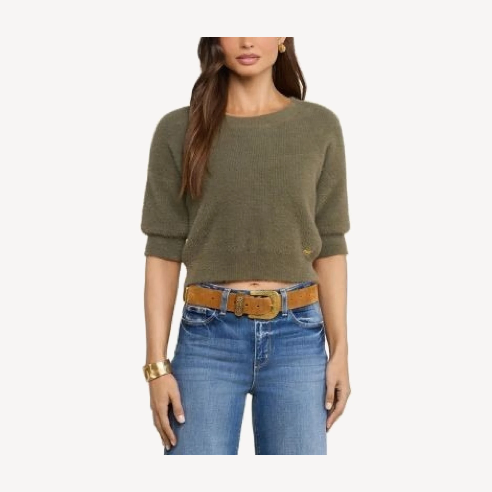 L'Agence Guinevere Cropped Crewneck Sweater