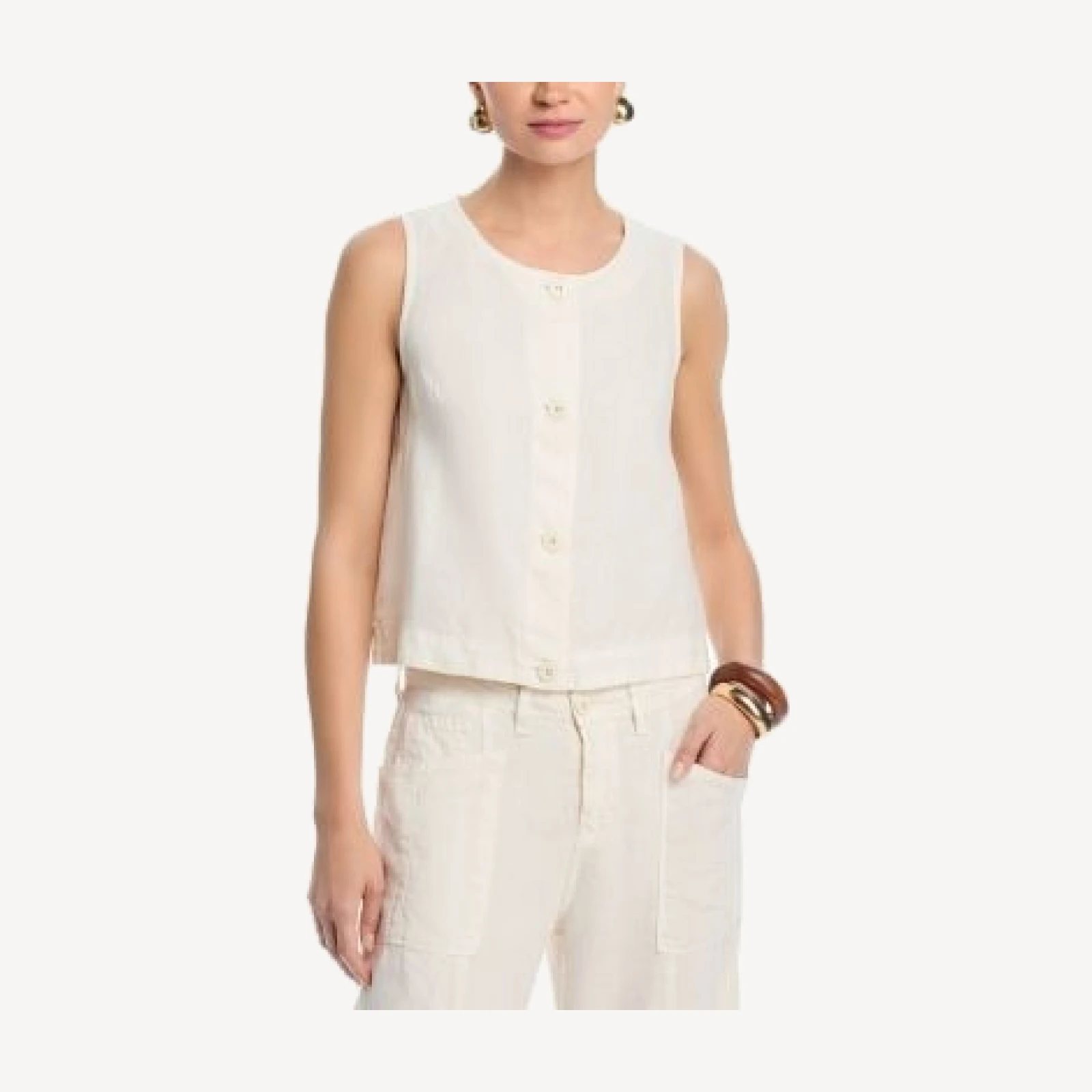 L'Agence Foster Sleeveless A Line Linen Top