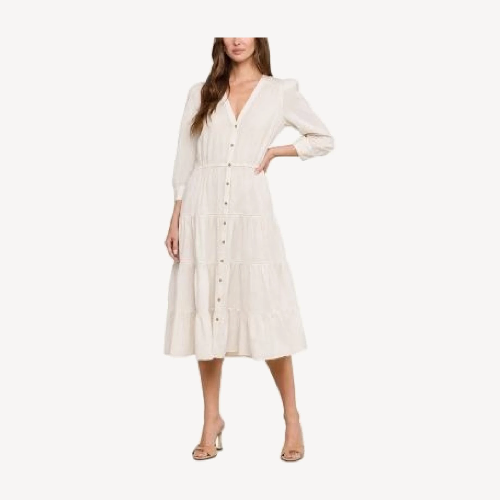L'Agence Serafine Button Front Midi Dress