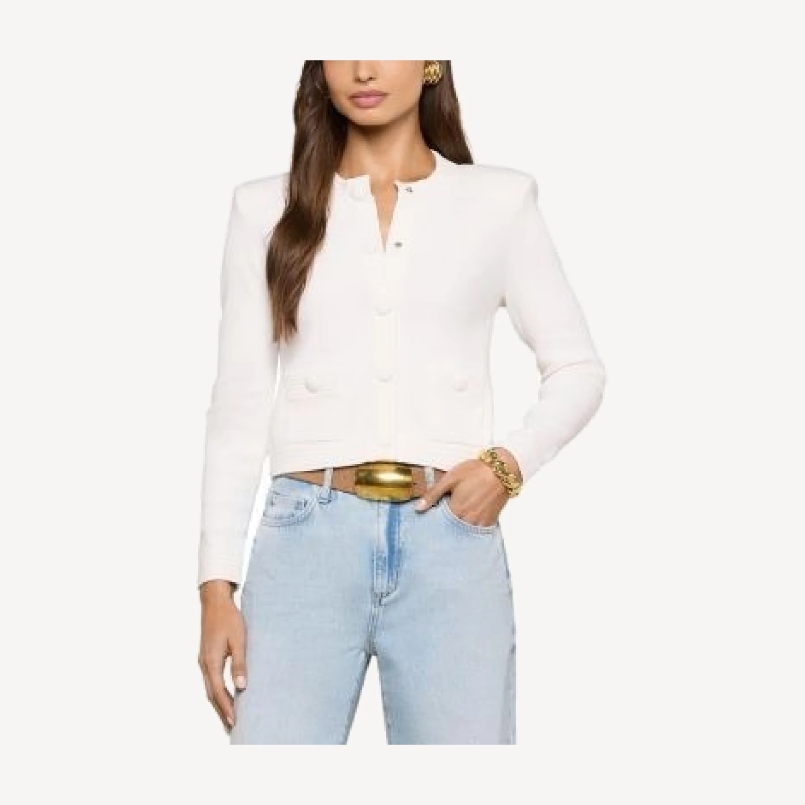 L'Agence Patsy Crop Crewneck Cardigan Sweater