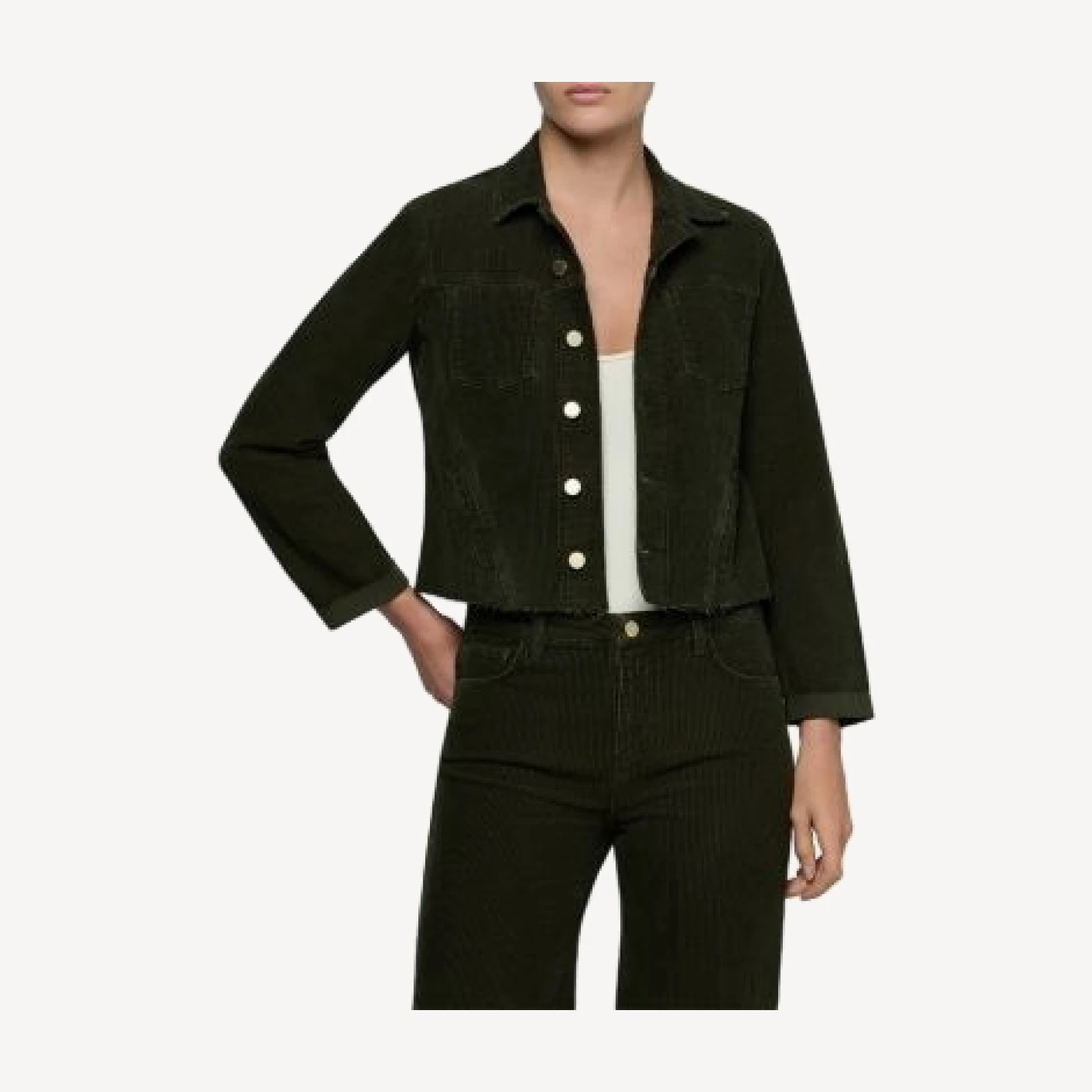 L'Agence Janelle Cotton Stretch Slim Raw Edge Jacket
