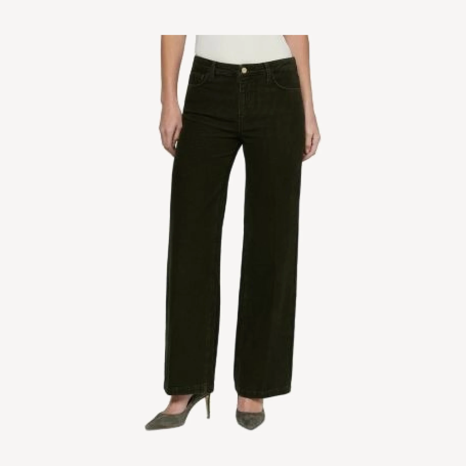 L'Agence Scottie Cotton Stretch High Rise Wide Leg Jeans in Army