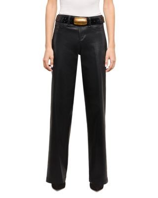 L'Agence Petite Scottie High Rise Wide Leg Jeans in Noir Coated