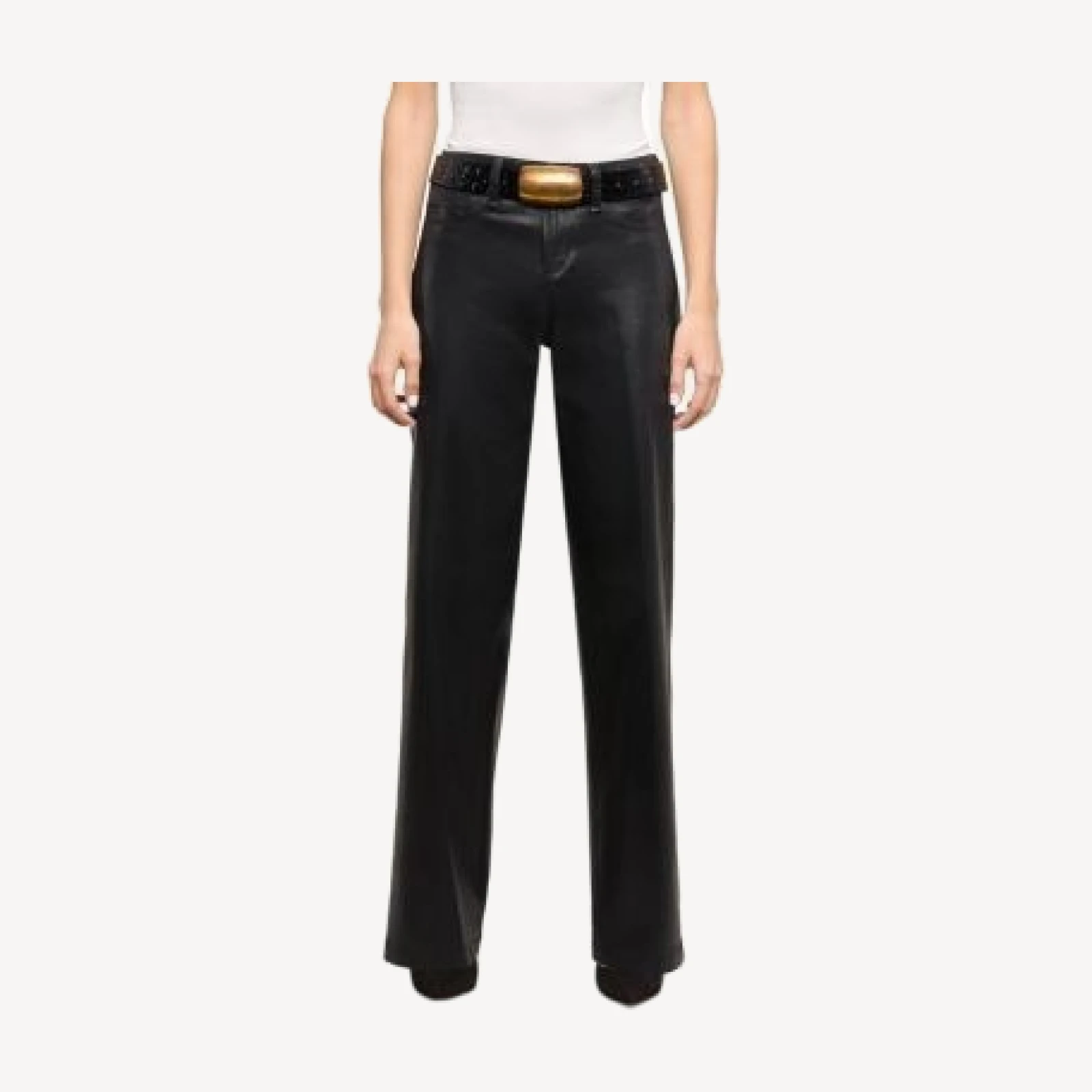 L'Agence Petite Scottie High Rise Wide Leg Jeans in Noir Coated