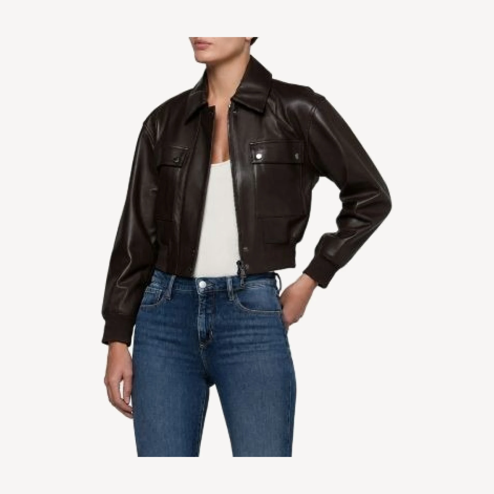 L'Agence Clotilde Leather Bomber Jacket