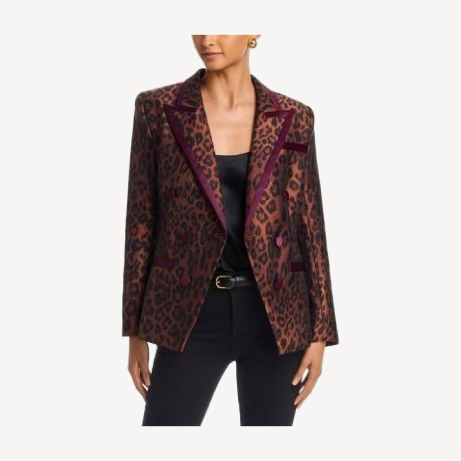L'Agence Kyomi Contrast Trim Leopard Print Blazer