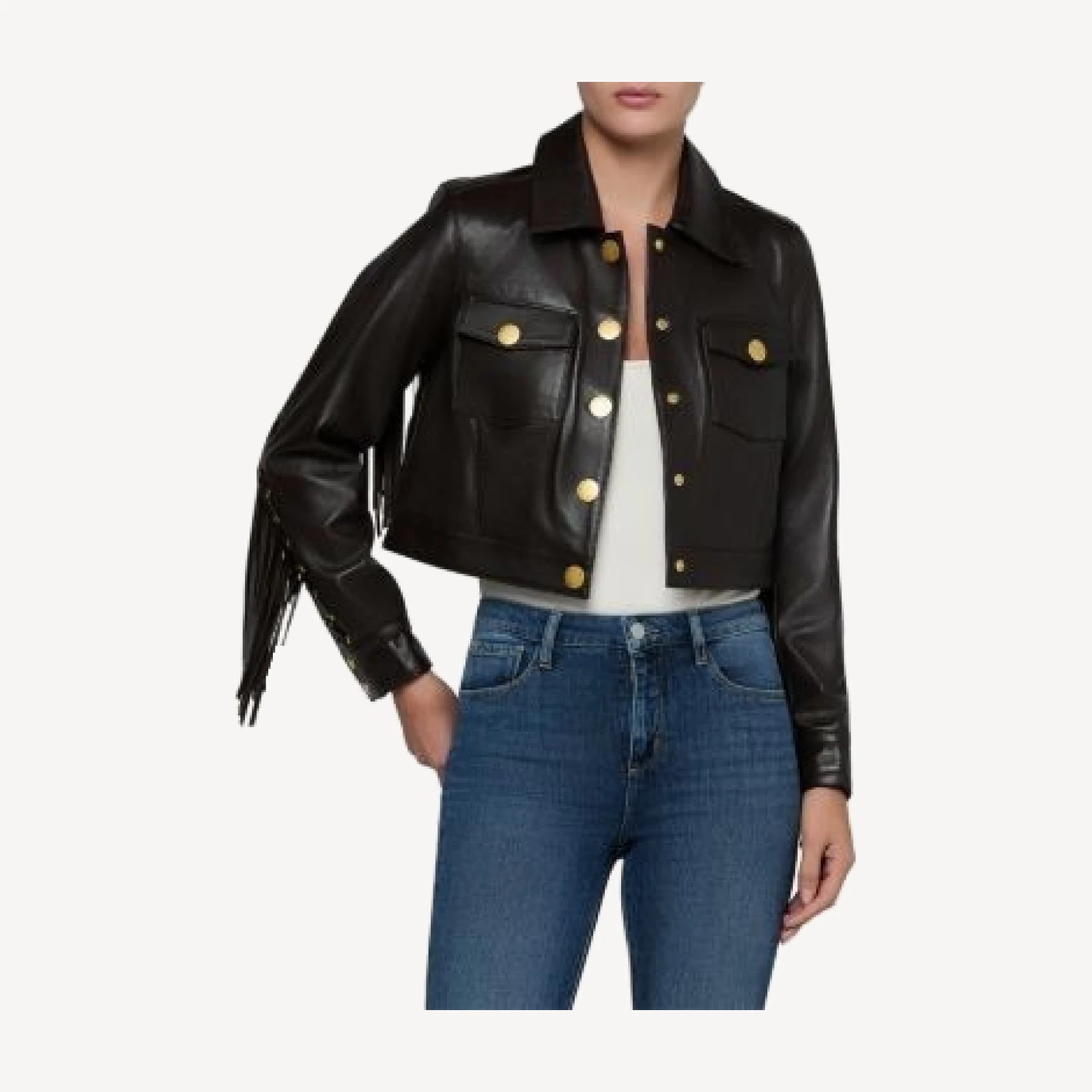 L'Agence Luci Leather Fringe Jacket
