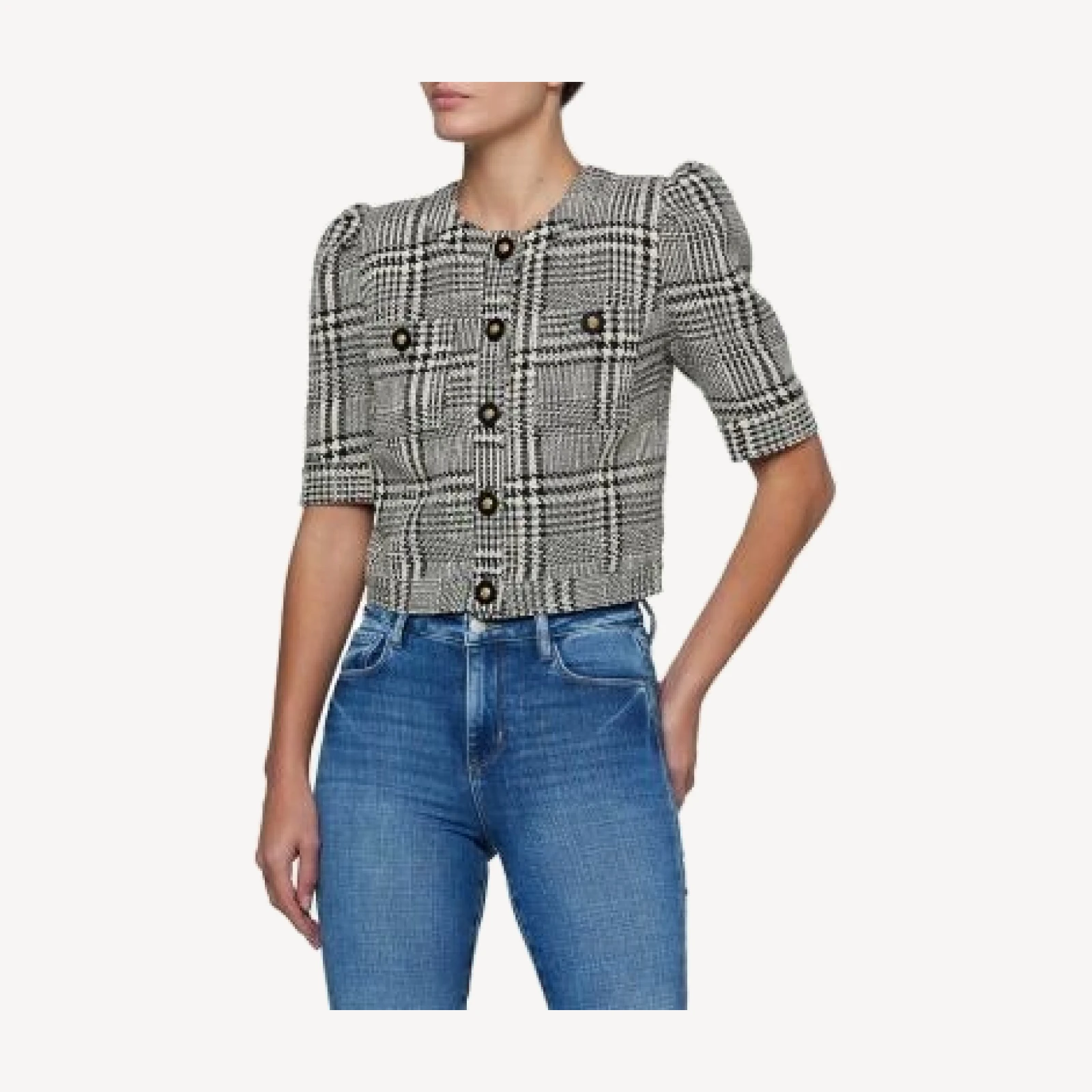 L'Agence Allegra Short Sleeve Crop Jacket