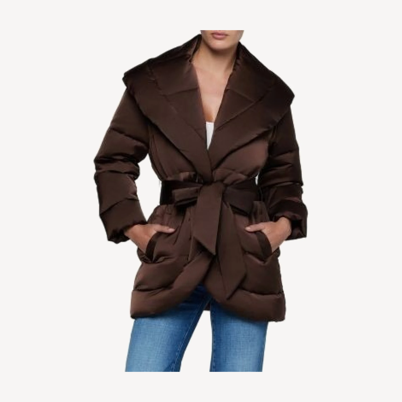 L'Agence Glacier Shawl Collar Down Puffer Coat