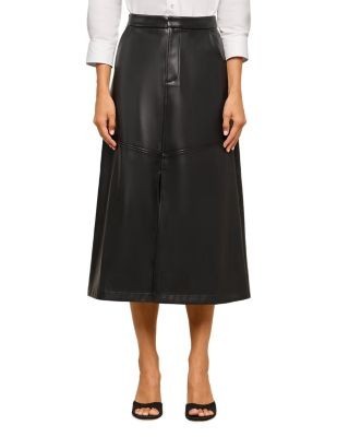 L'Agence Robyn Faux Leather A Line Midi Skirt