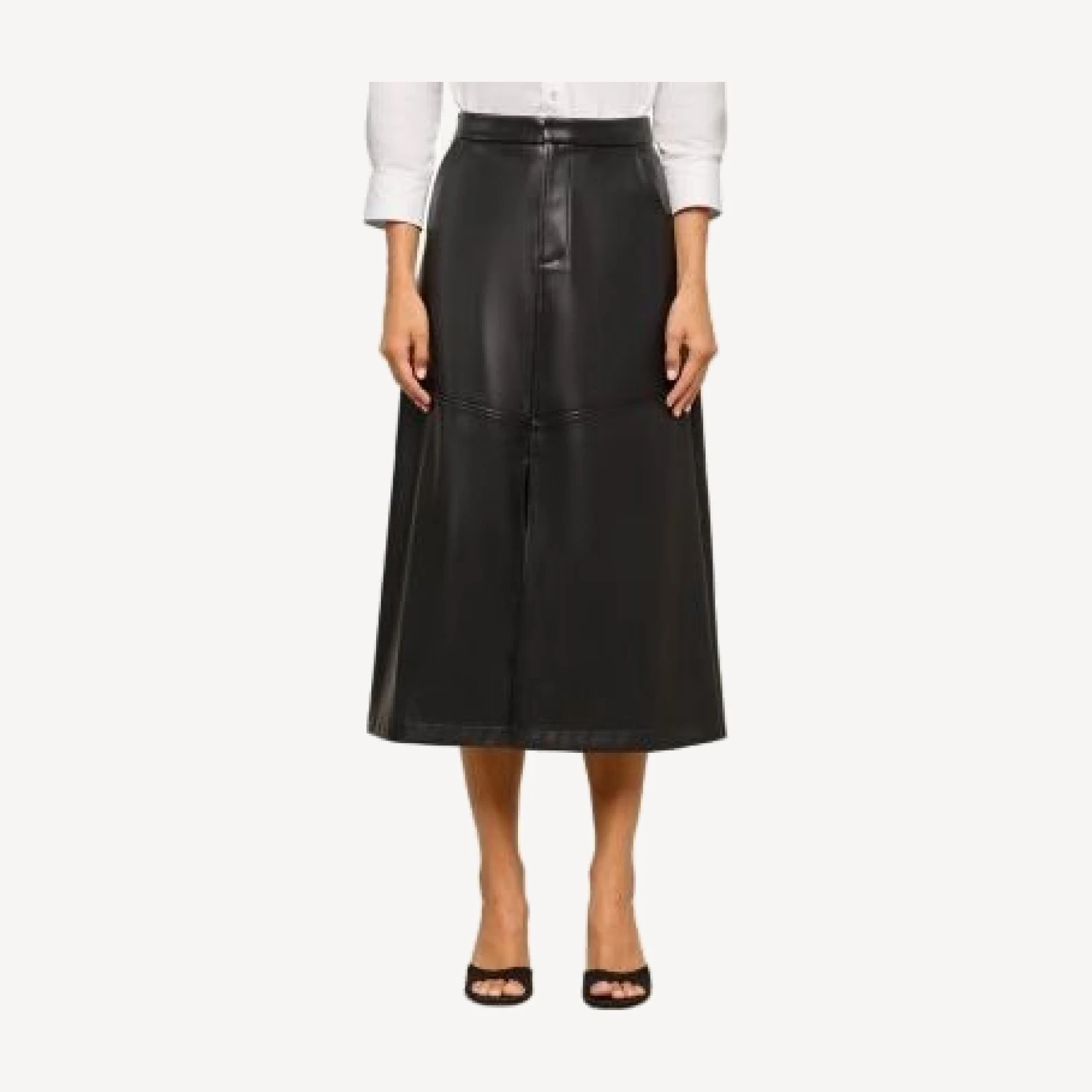 L'Agence Robyn Faux Leather A Line Midi Skirt