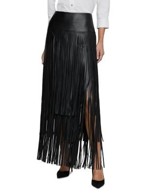 L'Agence Karoline Maxi Fringe Faux Leather Skirt