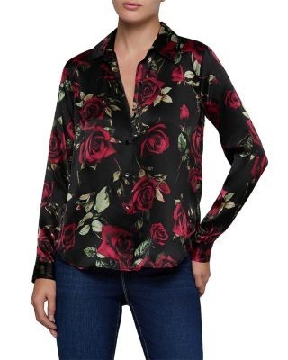 L'Agence Tyler Silk Printed Long Sleeve Blouse