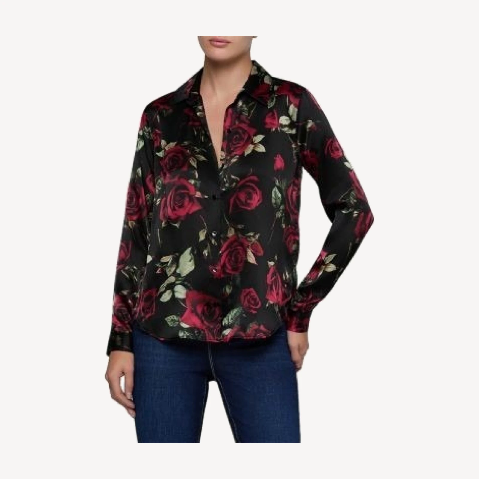 L'Agence Tyler Silk Printed Long Sleeve Blouse