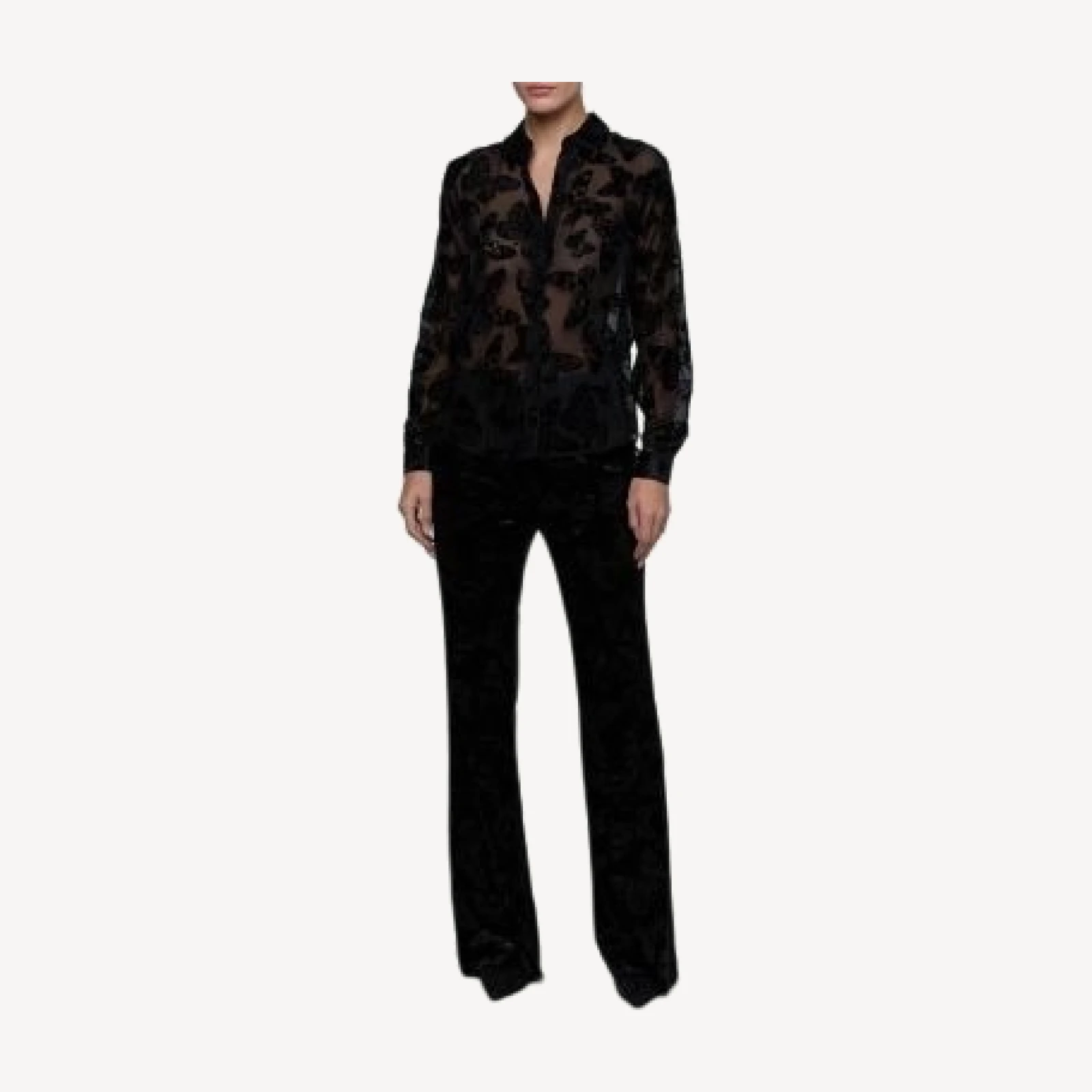 L'Agence Laurent Velvet Butterfly Lace Blouse