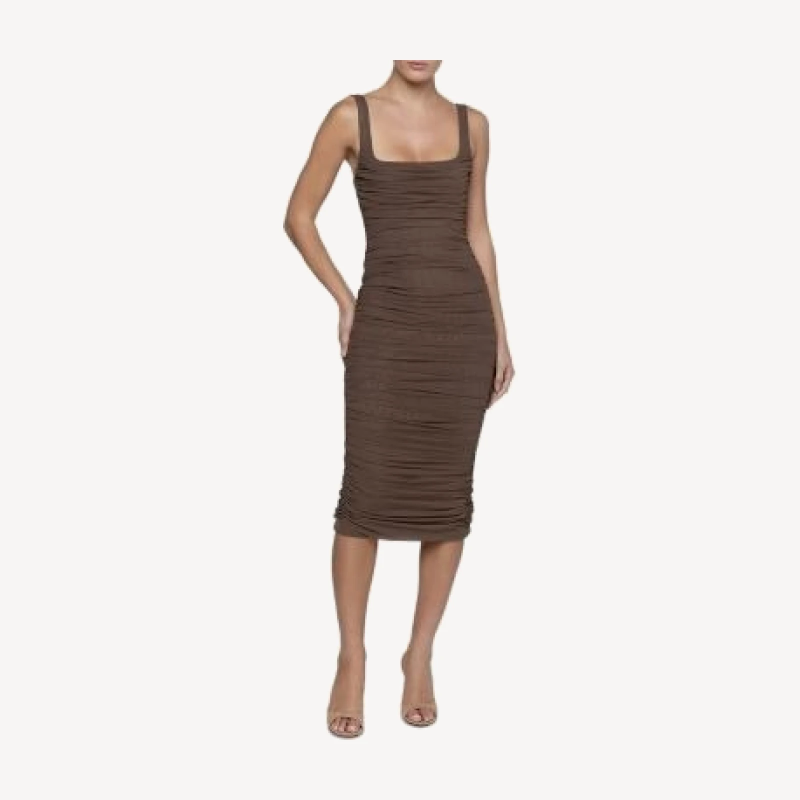 L'Agence Anya Shirred Midi Dress
