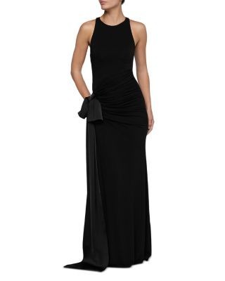 L'Agence Frost Shirred Racerback Bow Detail Gown
