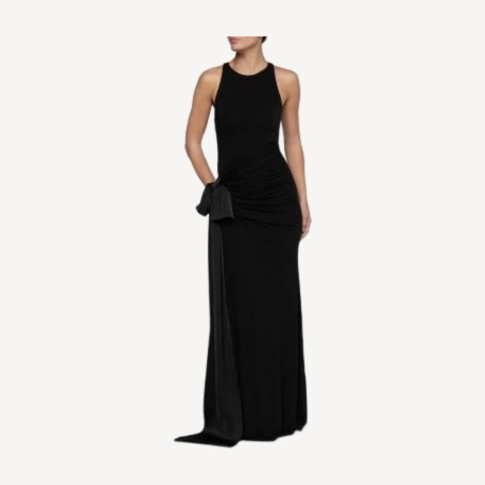 L'Agence Frost Shirred Racerback Bow Detail Gown