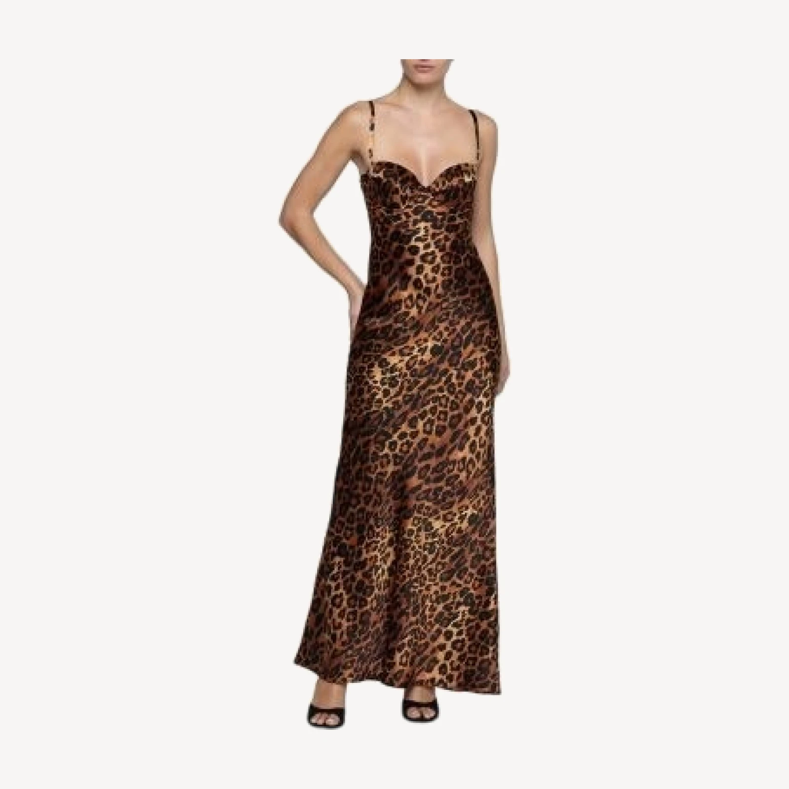 L'Agence Sayla Bias Cut Leopard Print Silk Maxi Dress