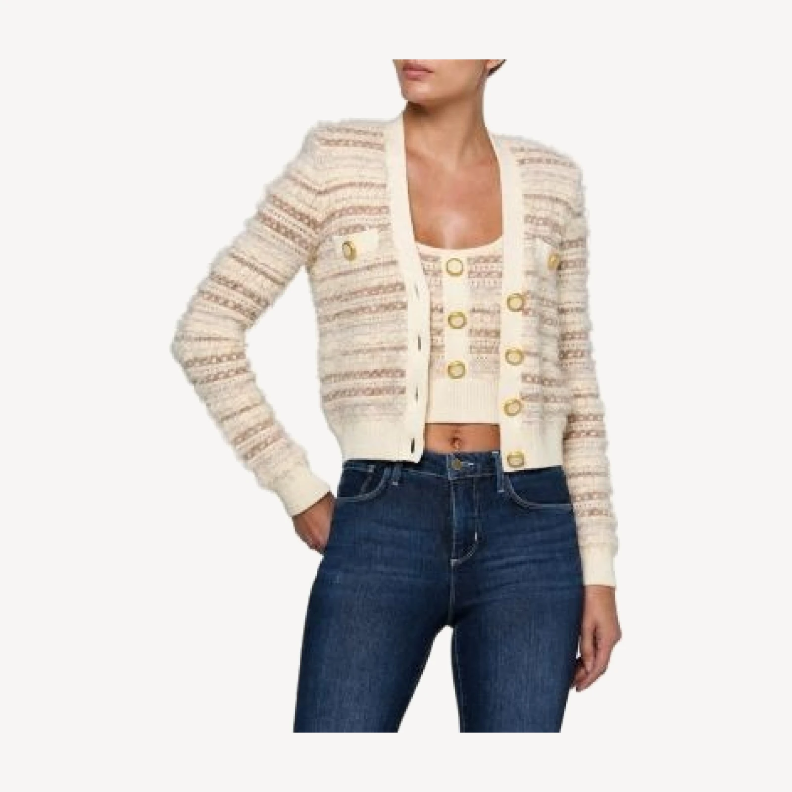 L'Agence Ariadne Mixed Stitch Cardigan