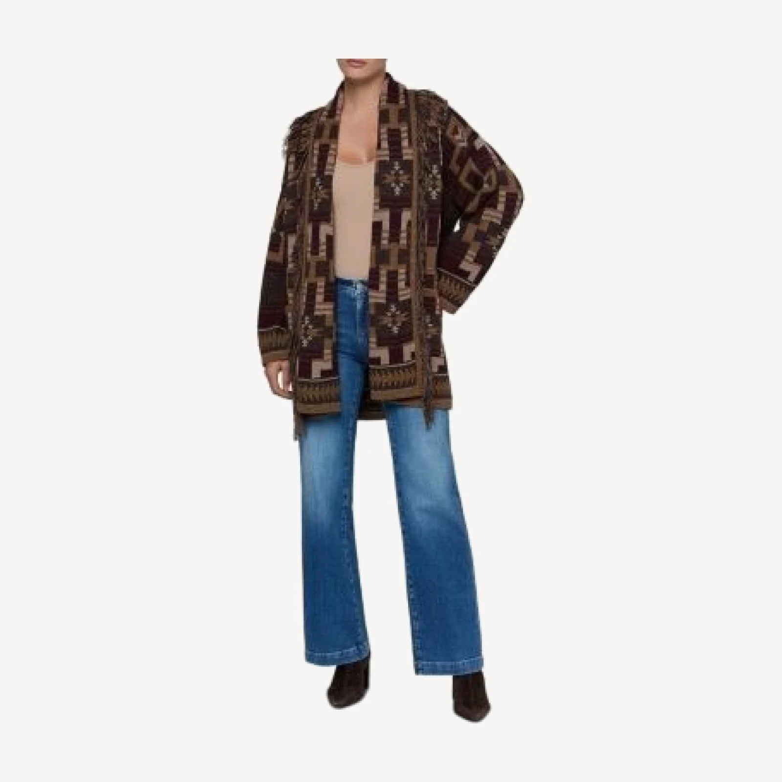 L'Agence Jair Jacquard Fringe Cardigan