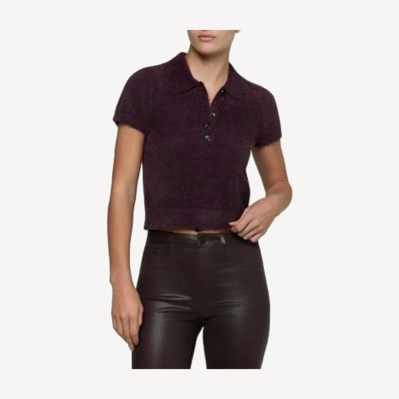 L'Agence Cirrus Short Sleeve Fuzzy Polo Top