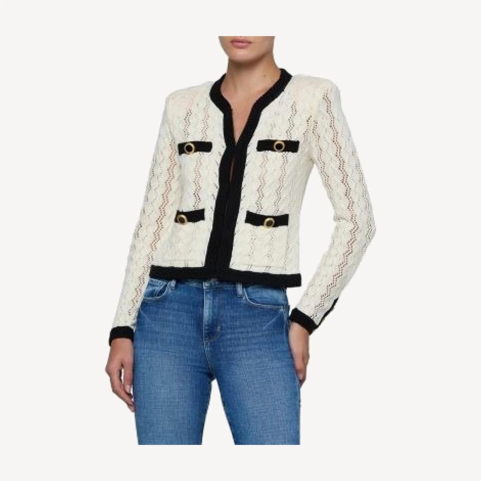 L'Agence Zephyra Cont Pointelle Cardigan Sweater