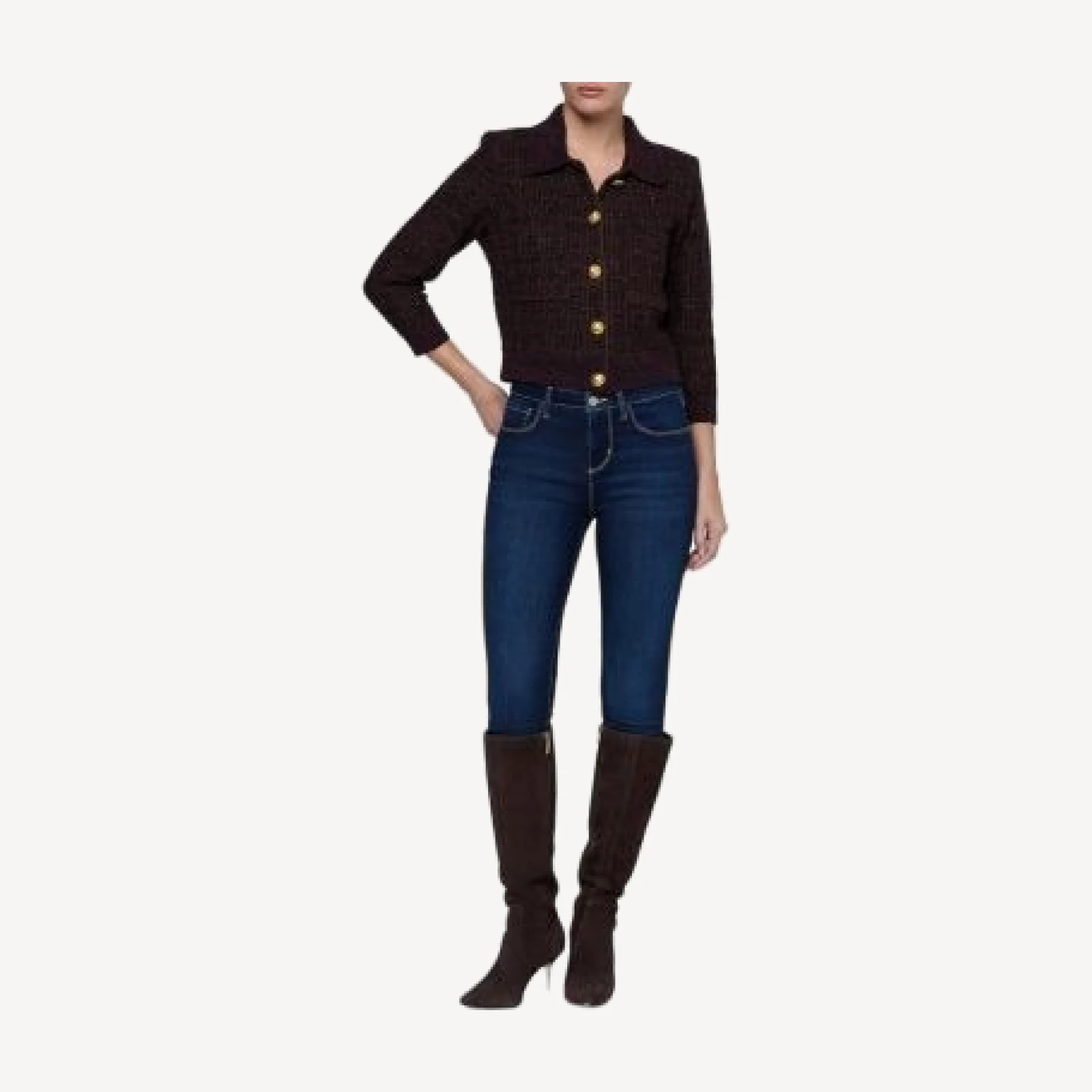 L'Agence Morrigan Tweed Stitch Collared Cardigan