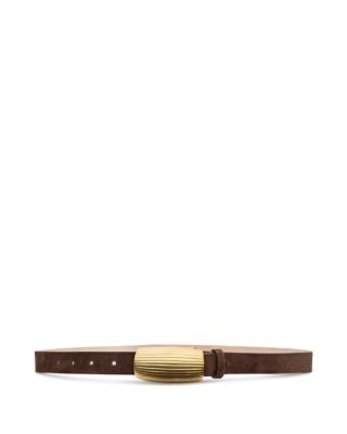 L'Agence Women's Machado Suede Ribbed Domed Belt