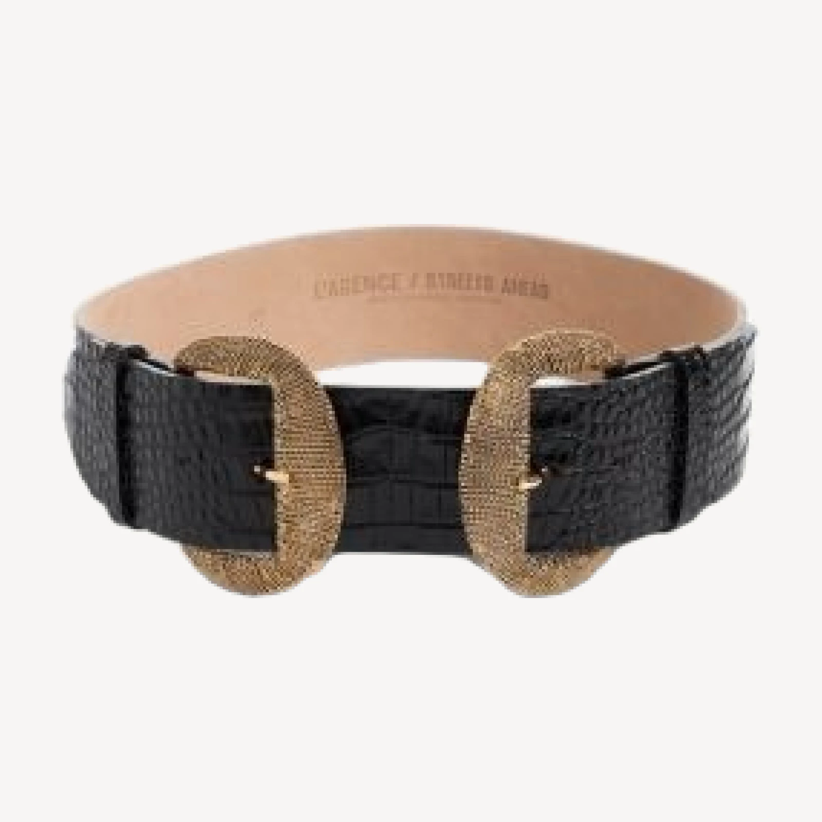 L'Agence Women's Rooney Double Buckle Embossed Leather Belt