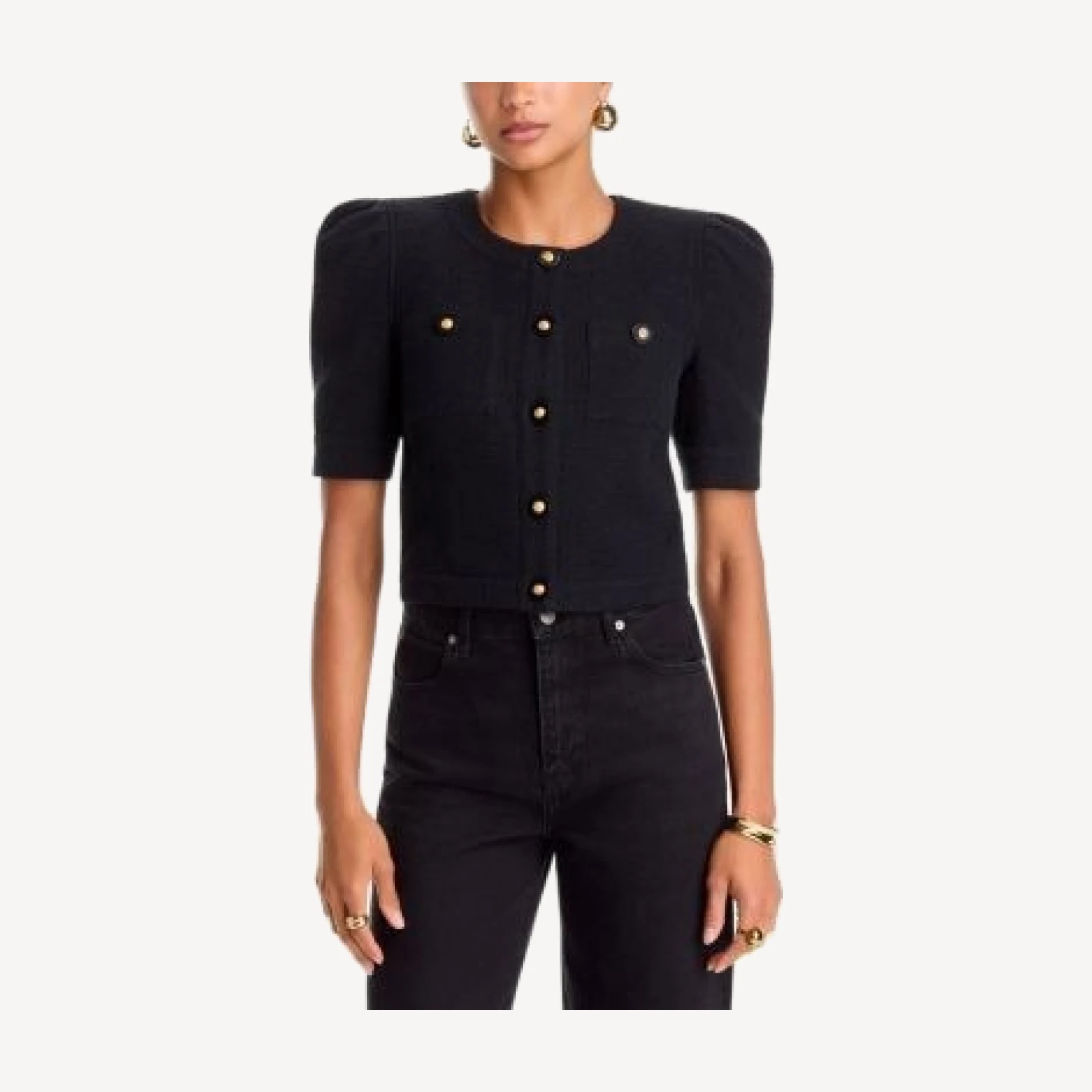 L'Agence Allegra Short Sleeve Cropped Jacket