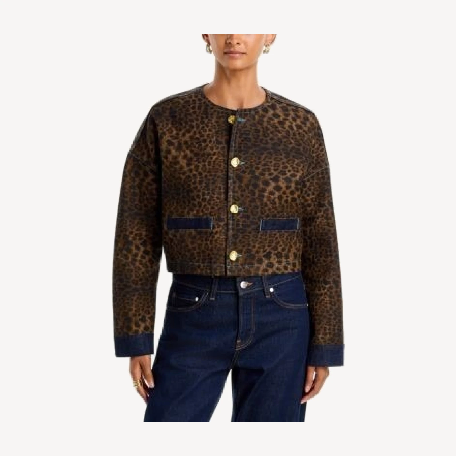 L'Agence Verona Leopard Print Collarless Jacket