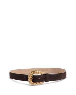 L'Agence Women's Sedaris Feathered Buckle Suede Belt