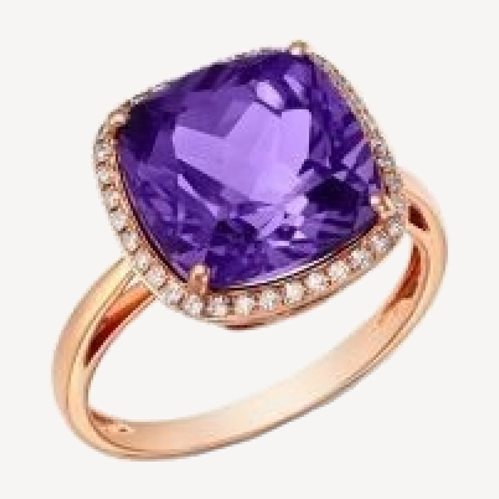 Bloomingdale's Fine Collection Amethyst & Diamond Halo Ring in 14K Rose Gold