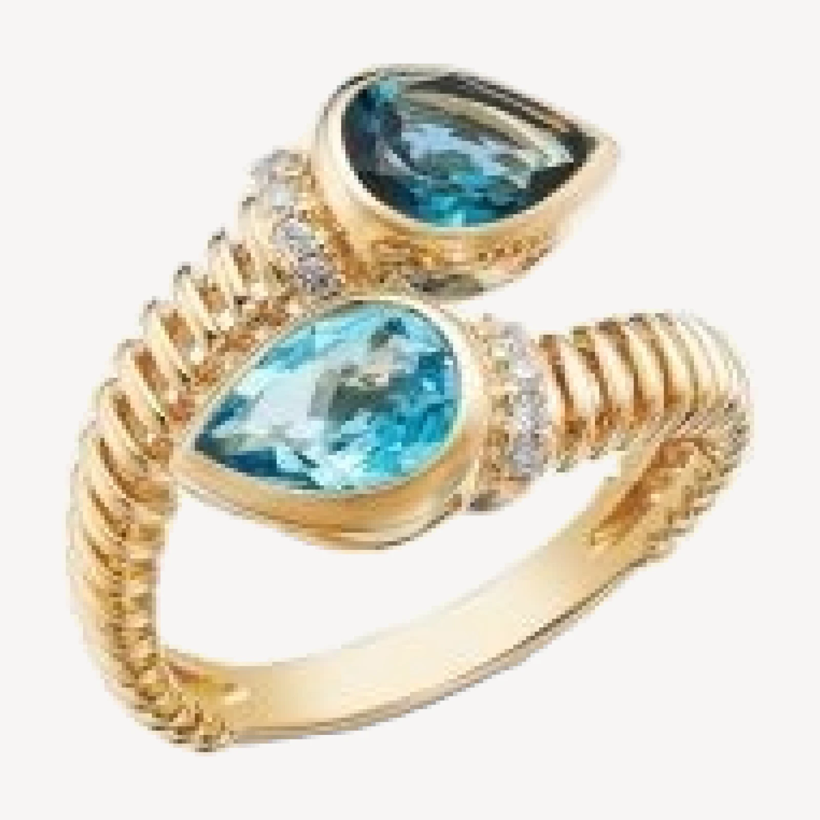 Bloomingdale's Fine Collection Blue Topaz, London Blue Topaz & Diamond Open Bypass Ring in 14K Yellow Gold