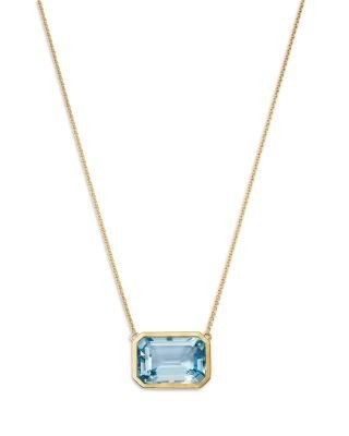Bloomingdale's Fine Collection Sky Blue Topaz Pendant Necklace in 14K Yellow Gold, 16-18