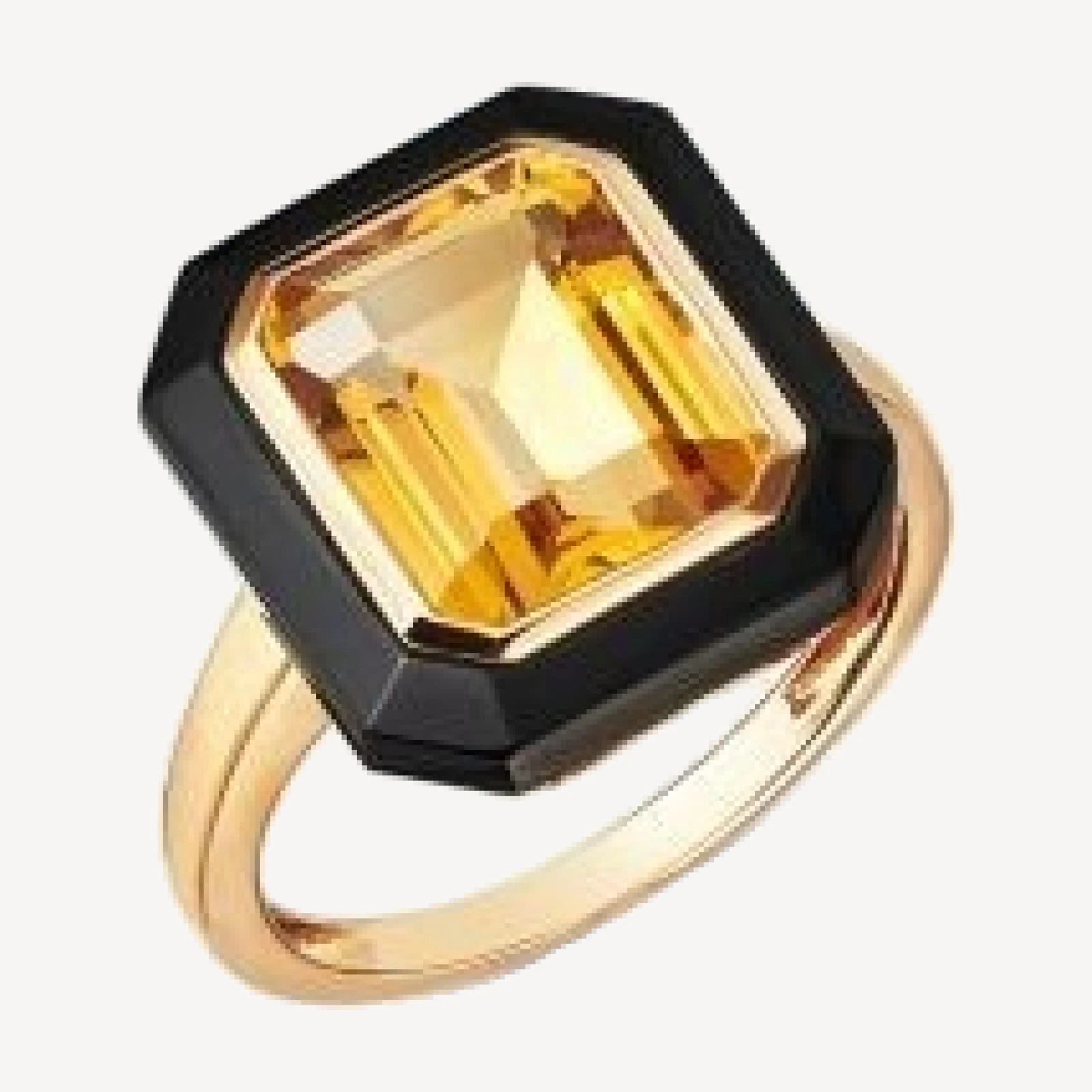 Bloomingdale's Fine Collection Citrine & Onyx Ring in 14K Yellow Gold